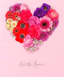 Colorful Heart With Flowers Paint By Numbers
