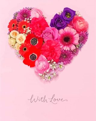 Colorful Heart With Flowers Paint By Numbers