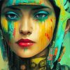 Colorful Woman Helmet Paint By Numbers