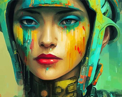 Colorful Woman Helmet Paint By Numbers