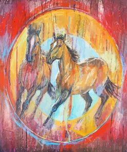 Colorful Abstract Buckskin Horses Paint By Numbers