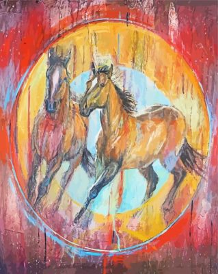 Colorful Abstract Buckskin Horses Paint By Numbers