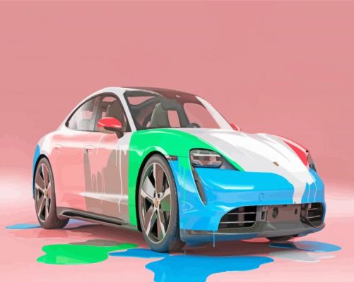 Colorful Porsche Taycan Paint By Numbers