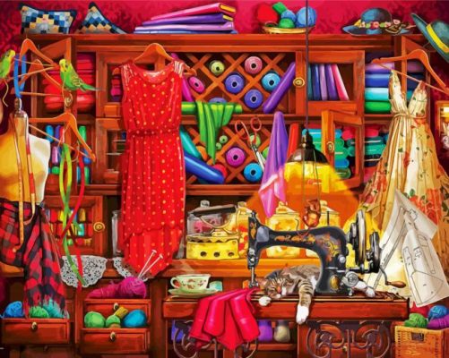 Colorful Sewing Shop Paint By Numbers