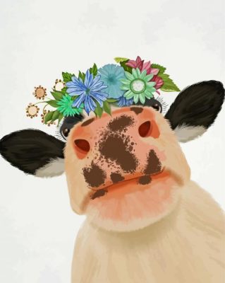 Cow Flower Crown Paint By Numbers