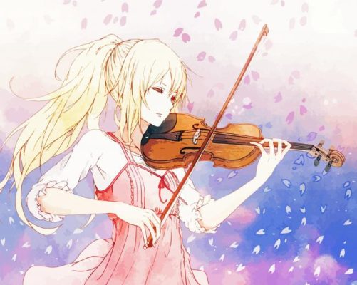 Anime Girl Playing Violin Paint By Numbers