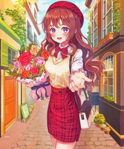 Anime Girl With Flowers Paint By Numbers