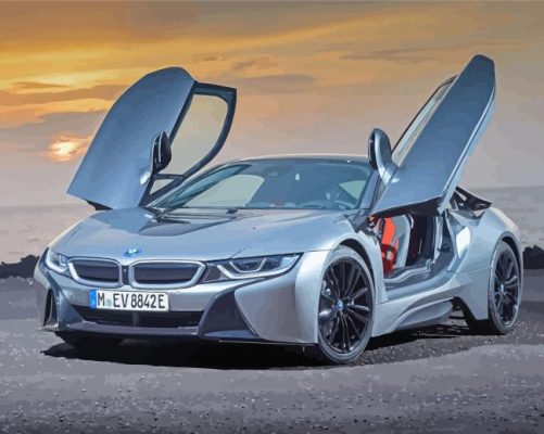 Grey BMW i8 Car Paint By Numbers