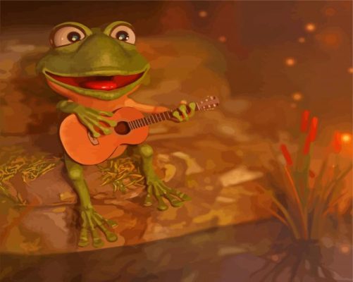 Happy Frog With Guitar Paint By Numbers