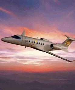 Learjet With Pink Sunset Paint By Numbers