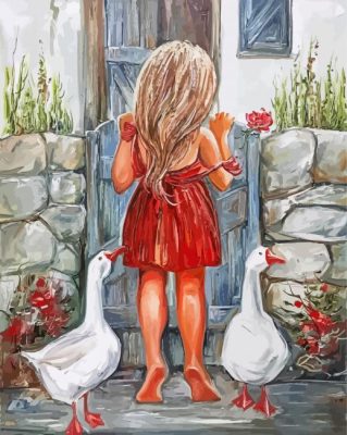 Little Girl With White Birds Suzanne Etienne Paint By Numbers