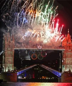 London Olympics Tower Bridge Fireworks Paint By Numbers