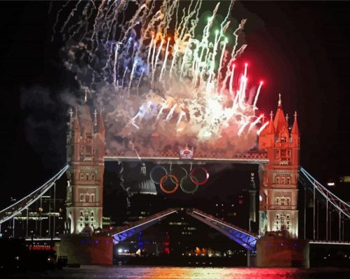 London Olympics Tower Bridge Fireworks Paint By Numbers