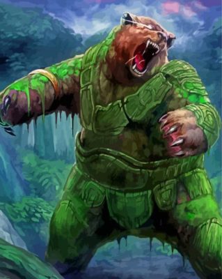 Mad Green Bear Paint By Numbers