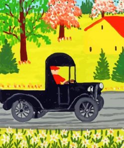 Man Driving By Maud Lewis Paint By Numbers