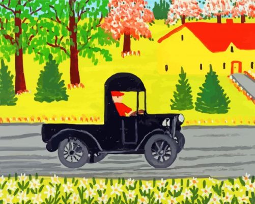 Man Driving By Maud Lewis Paint By Numbers