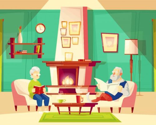 Old Man And Woman In Living Room Paint By Numbers