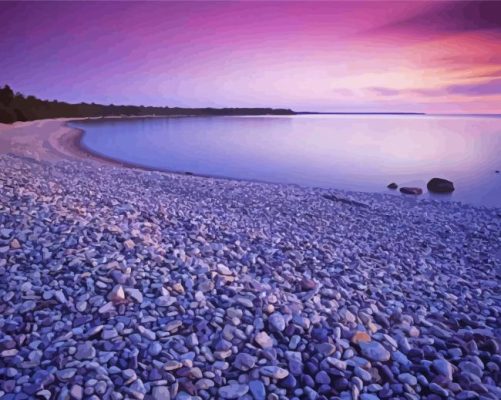 Pink Sky Lake Winnipeg Paint By Numbers