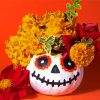 Halloween Skull Pumpkin And Flower Paint By Numbers