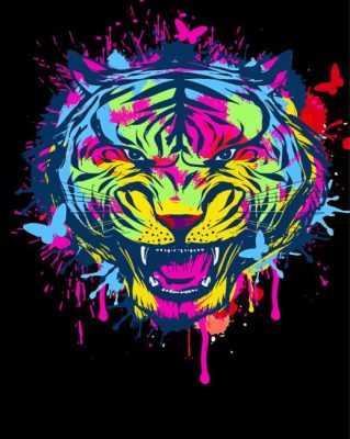 Rainbow Splash Tiger Paint By Numbers