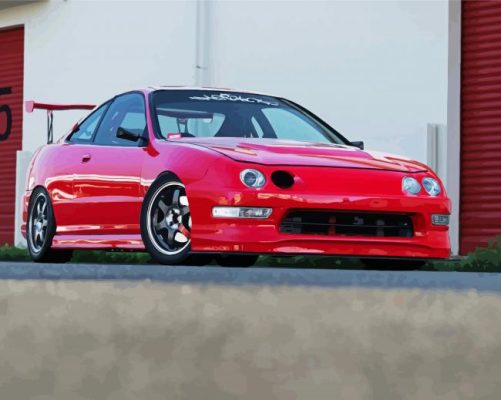 Red Honda Integra Car Paint By Numbers