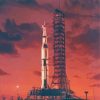 Saturn 5 Rocket With Sunset Paint By Numbers