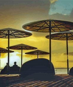 Parasols On The Beach Silhouette Paint By Numbers