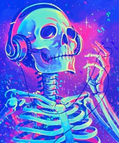 Skull Listening To Music Paint By Numbers