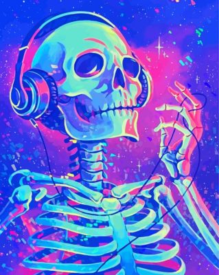 Skull Listening To Music Paint By Numbers