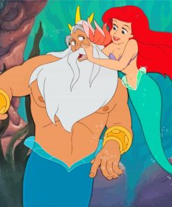 The Little Mermaid With Her Father Cartoon Paint By Numbers