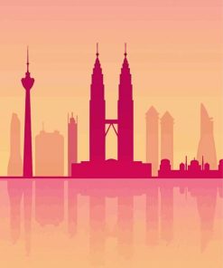 Twin Towers Silhouette Illustration Paint By Numbers