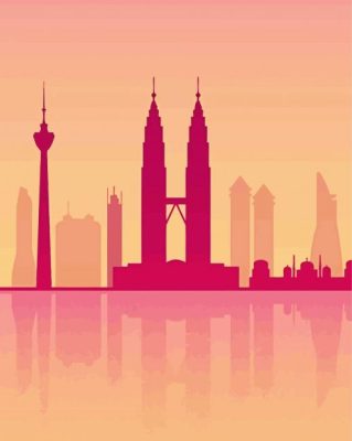 Twin Towers Silhouette Illustration Paint By Numbers