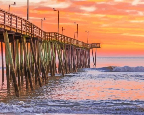 Virginia Beach Pier At Sunset Paint By Numbers