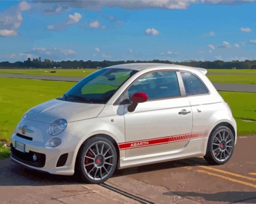 White Fiat Abarth Paint By Numbers