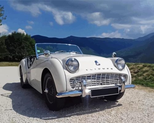 White Triumph TR3A Car Paint By Numbers