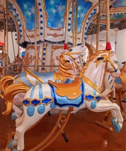 White Carousel Horses Paint By Numbers