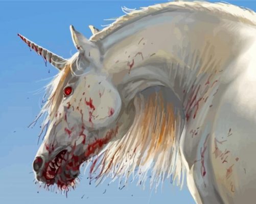 White Demon Unicorn Paint By Numbers