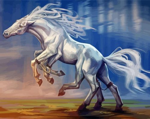 White Sleipnir Horse Art Paint By Numbers