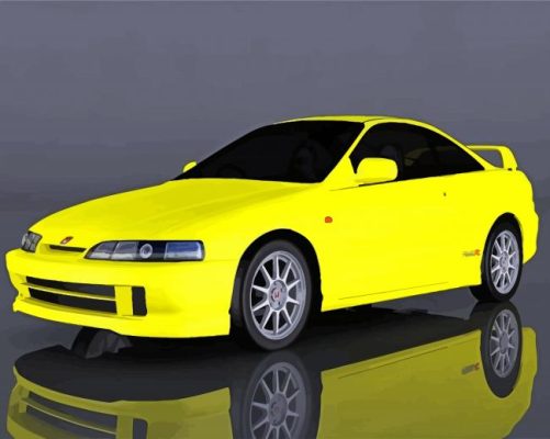 Yellow Honda Integra Car Paint By Numbers