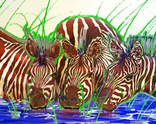 Zebra Watering Hole Paint By Numbers