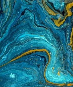 Abstract Gold And Blue Paint By Numbers
