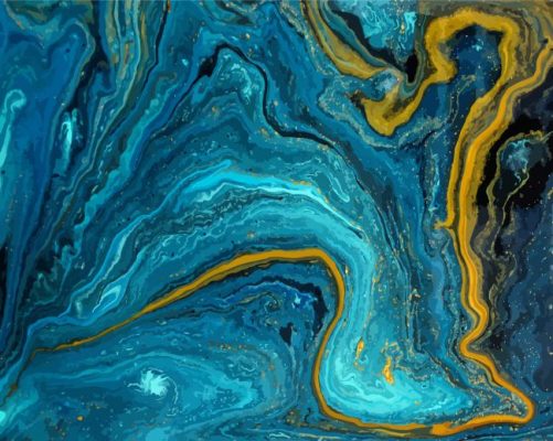 Abstract Gold And Blue Paint By Numbers