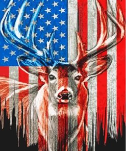 American Deer With Flag Paint By Numbers