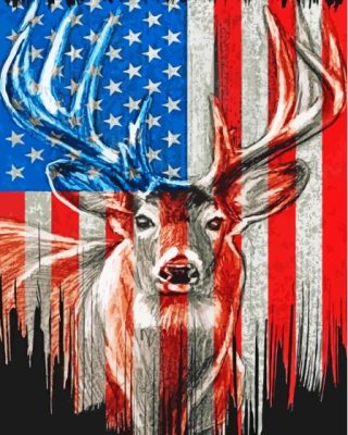 American Deer With Flag Paint By Numbers