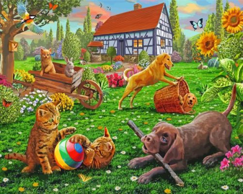 Animals In Garden Paint By Numbers