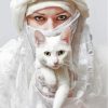 Arab Lady With White Cat Paint By Numbers