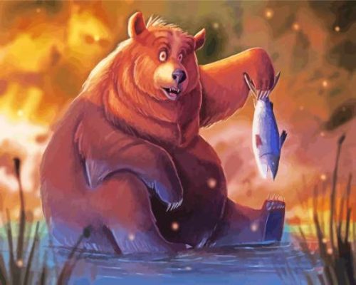 Bear Fishing Art Paint By Numbers