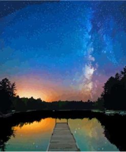 Beautiful Night Sky View At Moosehead Lake Maine Paint By Numbers