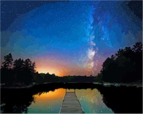 Beautiful Night Sky View At Moosehead Lake Maine Paint By Numbers