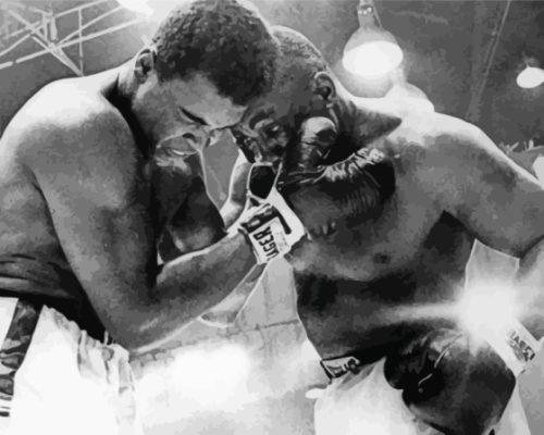 Black And White Cassius Clay vs Sonny Liston Paint By Numbers